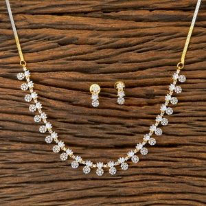 Classic cz gold silver 2 tone wedding pendant set